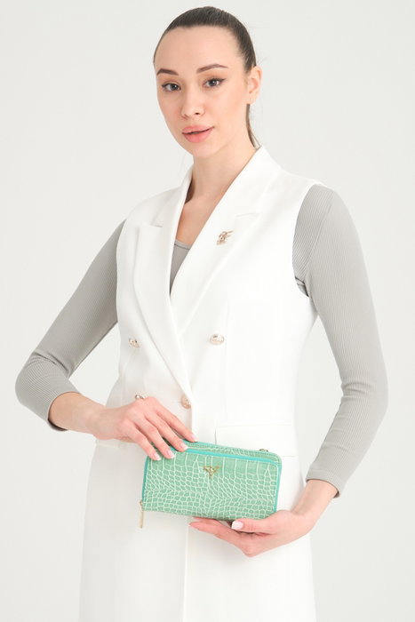 Zoozie Bags Cartera Verde Mar de Cuero PU para Mujer con Compartimentos y Cierre de Seguridad, Elegante y Duradera